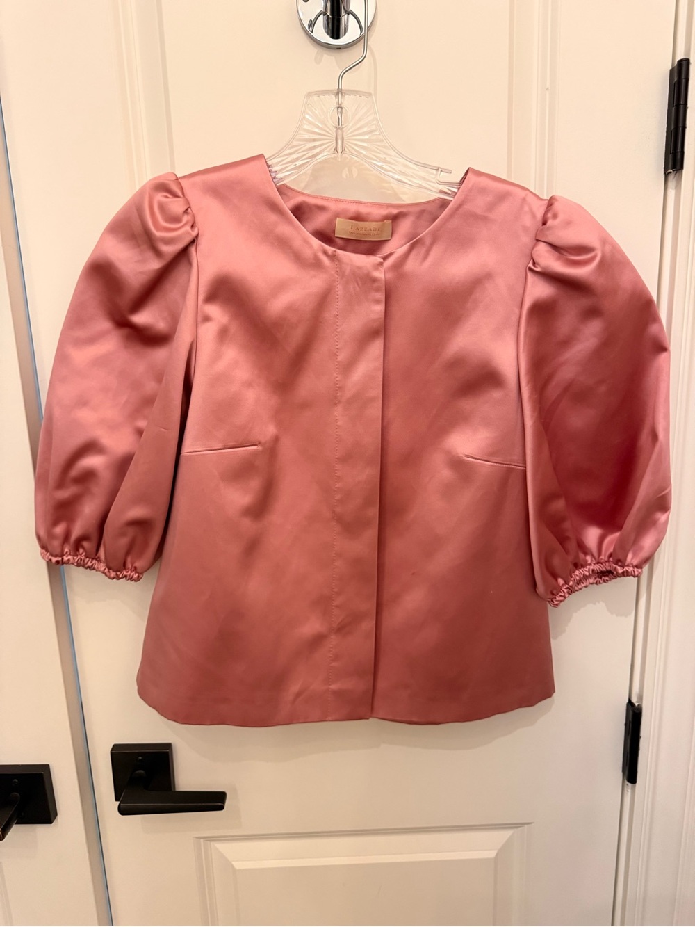 Women’s Satin Puff Sleeve Jacket - Rose
